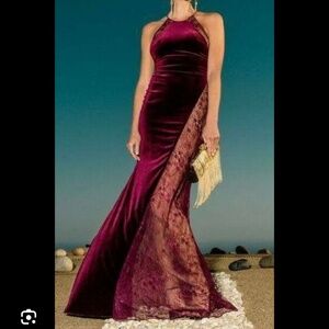 Badgley mischka velvet maxi dress sz4